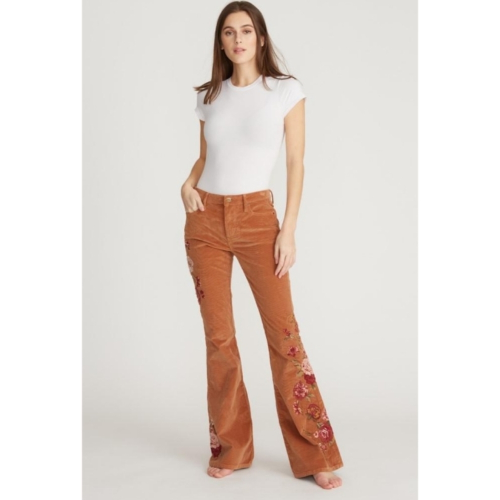 Free People X Driftwood Farrah Embroidered Cord Jeans - Picture 5 of 10